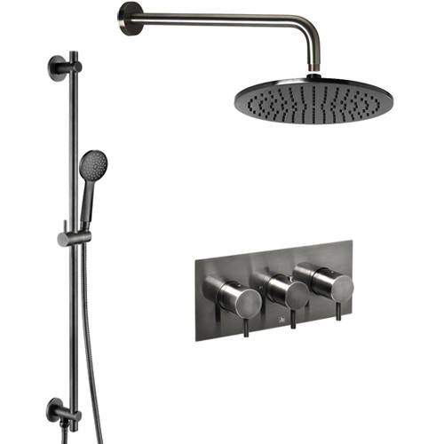 Additional image for Thermostatic Shower Valve With Head, Arm & Slide Rail (Br Black).