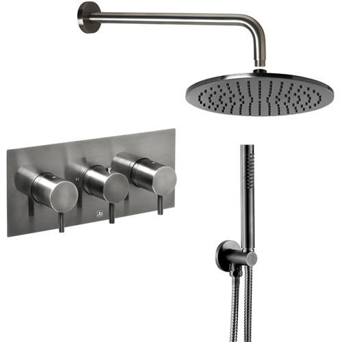 Additional image for Thermostatic Shower Valve With Head, Arm & Kit (Br Black).