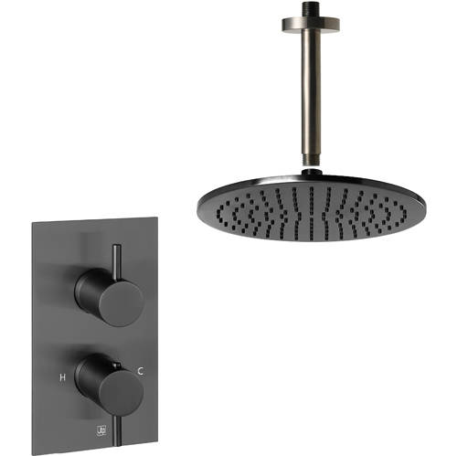 Additional image for Thermostatic Shower Valve, Ceiling Arm & 250mm Head (Br Black).