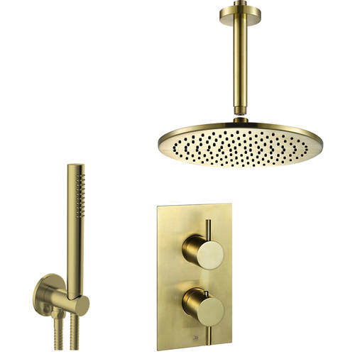 Additional image for Thermostatic Shower Valve, 250mm Head, Ceiling Arm & Kit (Br Brass).