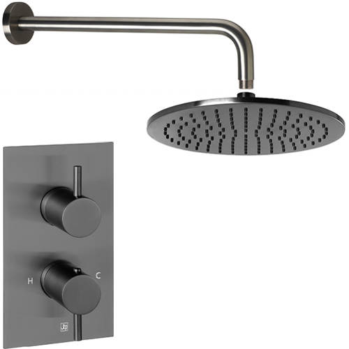 Additional image for Thermostatic Shower Valve, Wall Arm & 250mm Head (Br Black).