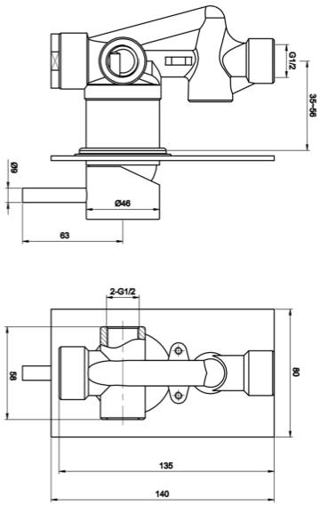 Additional image for Manual Shower Valve With Ceiling Arm & 250mm Head (Matt Black).