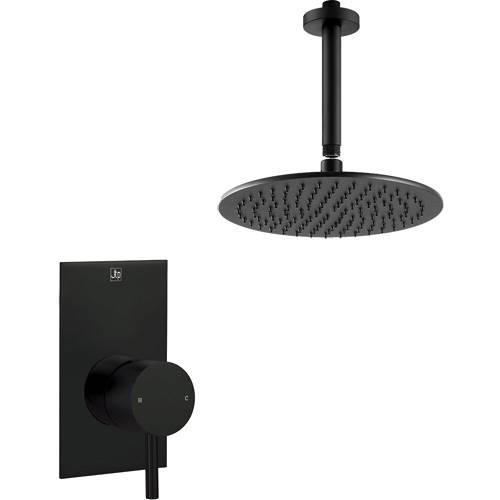 Additional image for Manual Shower Valve With Ceiling Arm & 300mm Head (Matt Black).
