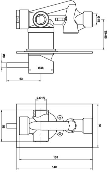 Additional image for Manual Shower Valve With Wall Arm & 250mm Head (Br Brass).