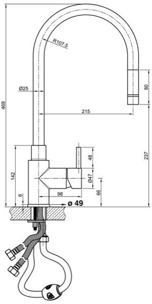 Additional image for Zacca Kitchen Tap With Pull Out Spray (Stainless Steel).