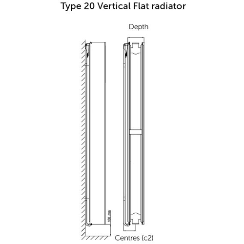 Additional image for Premium Kompact Vertical Radiator 400x1800mm (DC, White).