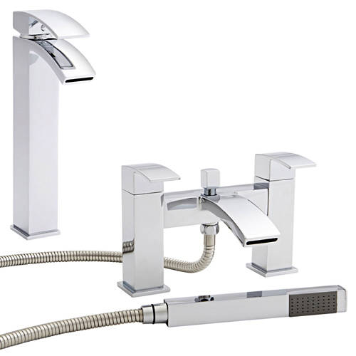 Additional image for Tall Basin & Bath Shower Mixer Tap Pack (Chrome).