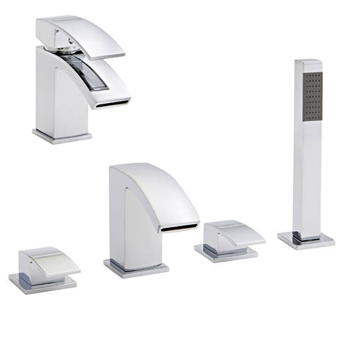 Additional image for Basin & 4 Hole Bath Shower Mixer Tap Pack (Chrome).