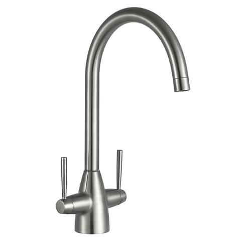 Additional image for Sink Mixer Tap With Twin Handles (Brushed Steel).