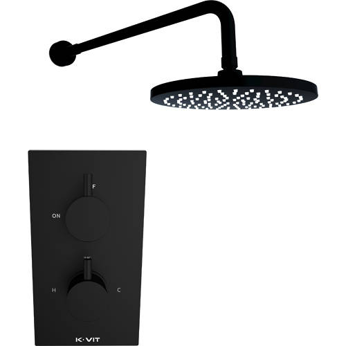 Additional image for Concealed Shower Valve With Arm & Head (Matt Black).