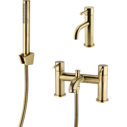 Additional image for Basin & Bath Shower Mixer Tap Pack (Brushed Brass).