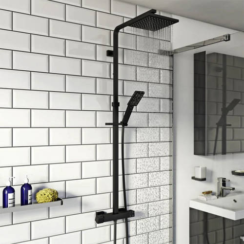 Additional image for Square Bar Valve & Rigid Riser Pack (Matt Black, 2 Outlets).