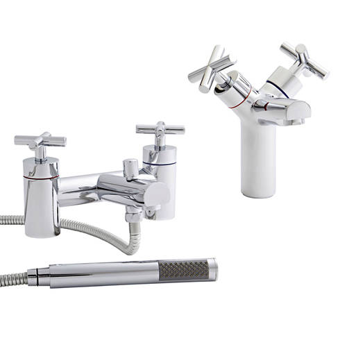 Additional image for Basin & Bath Shower Mixer Tap Pack With Kit (Chrome).