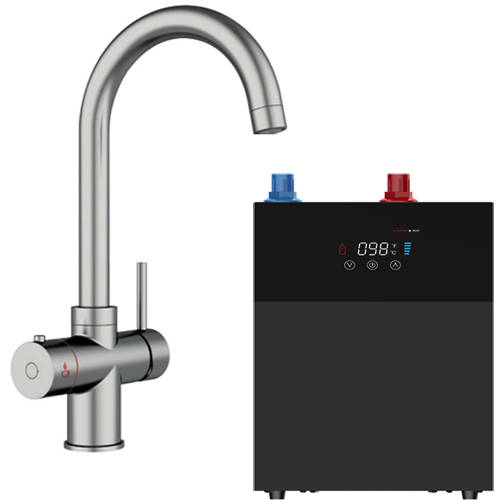 Additional image for Tundra Digital 3 In 1 Boiling Water Kitchen Tap (Brushed Nickel, 4.0L).