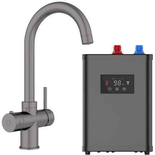 Additional image for Tundra Digital 4 In 1 Boiling Water Kitchen Tap (Gun Metal Grey, 2.4L).