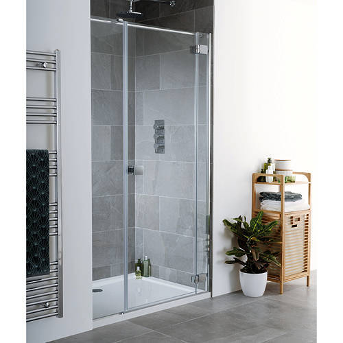 Additional image for Cayman Frameless Hinged Shower Door & Panel (1200x2000).