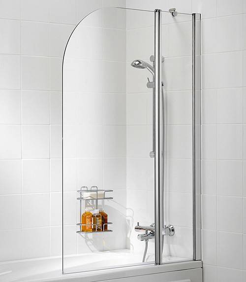 Additional image for 975x1400 Curved Bath Screen With Fixed Panel (Silver).