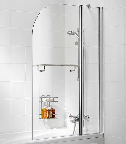 Additional image for 975x1400 Curved Bath Screen With Fixed Panel & Towel Rail.