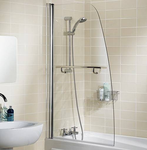 Additional image for 860x1400 Sculpted Bath Screen With Towel Rail (Silver).