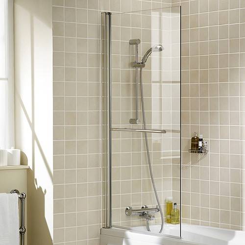 Additional image for 800x1500 Square Bath Screen With Towel Rail (Silver).