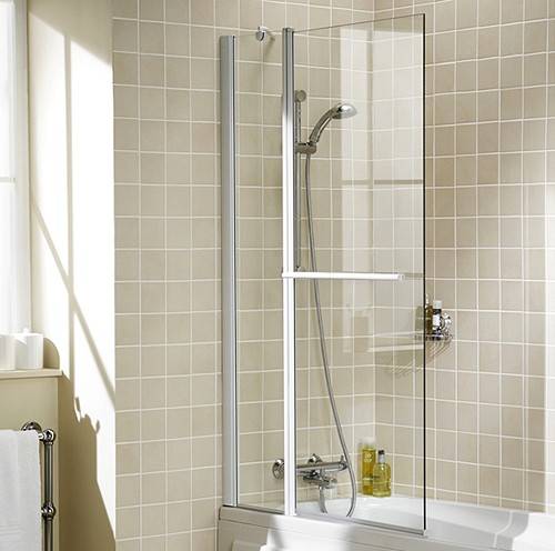 Additional image for 944x1500 Square Bath Screen With Fixed Panel & Towel Rail.