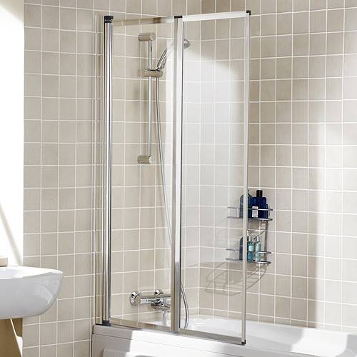 Additional image for 950x1400 Framed Bath Screen With 2 Folding Panels (Silver).