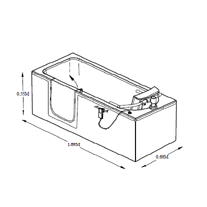 Additional image for Aventis Bath With Left Hand Door Entry & Power Lift Seat (Whirlpool).