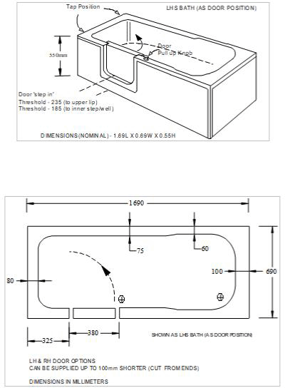 Additional image for Aventis Walk In Bath With Left Handed Door Entry (Whirlpool).