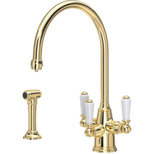 Additional image for 3 In 1 Filtered Kitchen Tap With Rinser (Polished Brass).