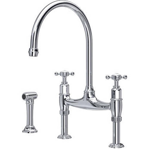 Additional image for Kitchen Tap With X-Heads & Rinser (Chrome).