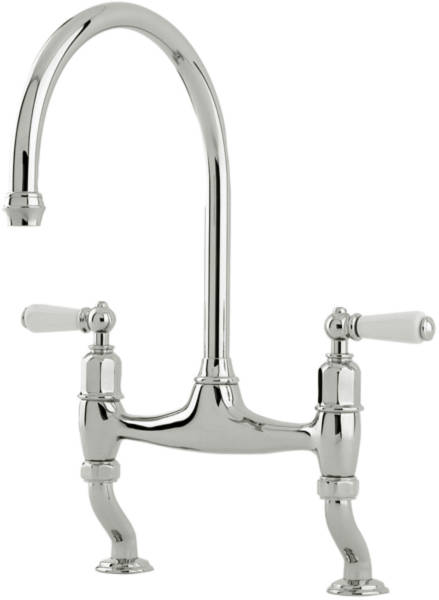 Additional image for Kitchen Tap With White Lever Handles (Pewter).