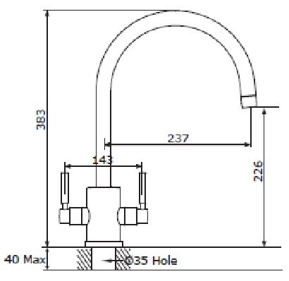 Additional image for Kitchen Mixer Tap With C Spout (Pewter).