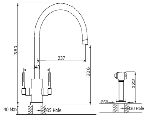 Additional image for Kitchen Tap With Rinser & C Spout (Chrome).