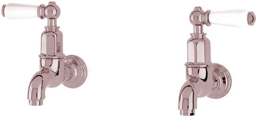 Additional image for Wall Mounted Bib Taps With Lever Handles (Nickel).