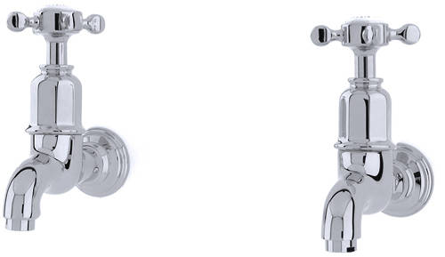 Additional image for Wall Mounted Bib Taps With X-Head Handles (Chrome).