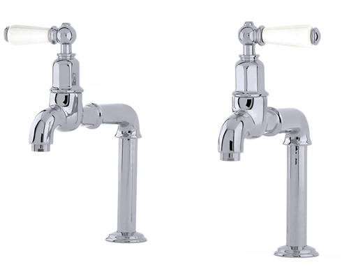 Additional image for Deck Mounted Bib Taps With Lever Handles (Chrome).