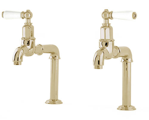 Additional image for Deck Mounted Bib Taps With Lever Handles (Gold).