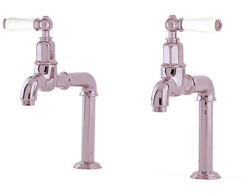 Additional image for Deck Mounted Bib Taps With Lever Handles (Nickel).