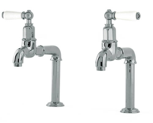 Additional image for Deck Mounted Bib Taps With Lever Handles (Pewter).