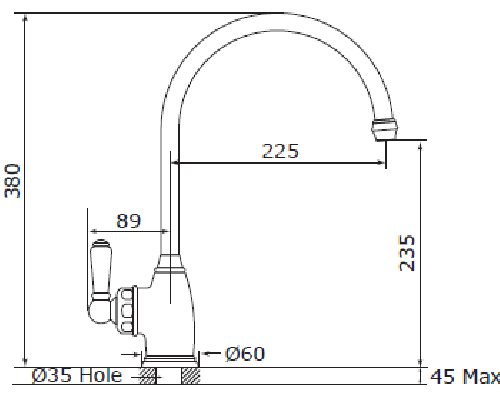 Additional image for Kitchen Mixer Tap With Single Lever (Gold).