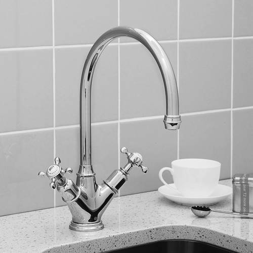 Additional image for Kitchen Mixer Tap With X-Head Handles (Chrome).