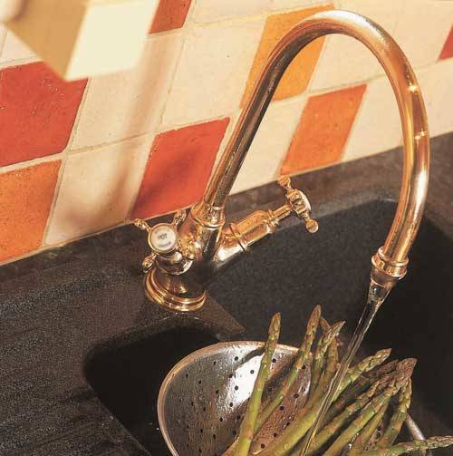 Additional image for Kitchen Mixer Tap With X-Head Handles (Gold).