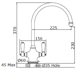 Additional image for Kitchen Tap & White Handles (Aged Brass).
