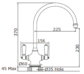 Additional image for Kitchen Tap & White Handles (Nickel).