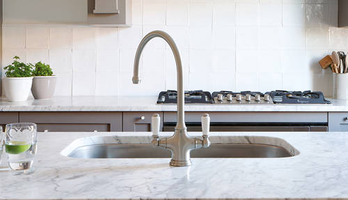 Additional image for Kitchen Tap & White Handles (Pewter).