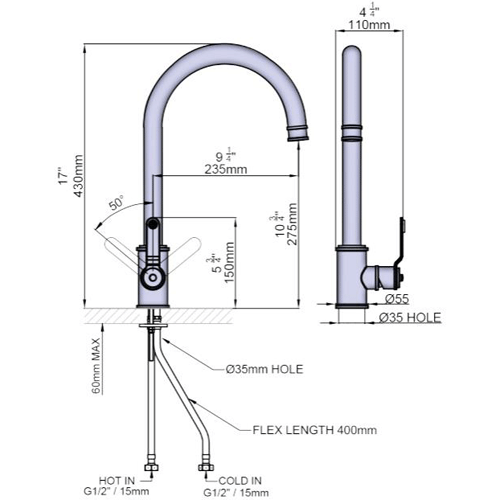 Additional image for Kitchen Tap With Lever Handle (Chrome).