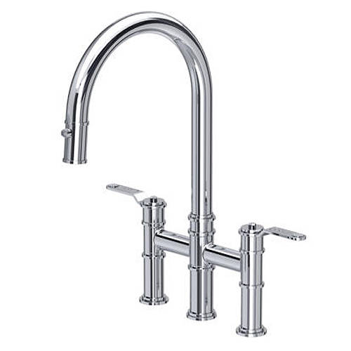 Additional image for Kitchen Tap With Lever Handles & Rinser (Chrome).