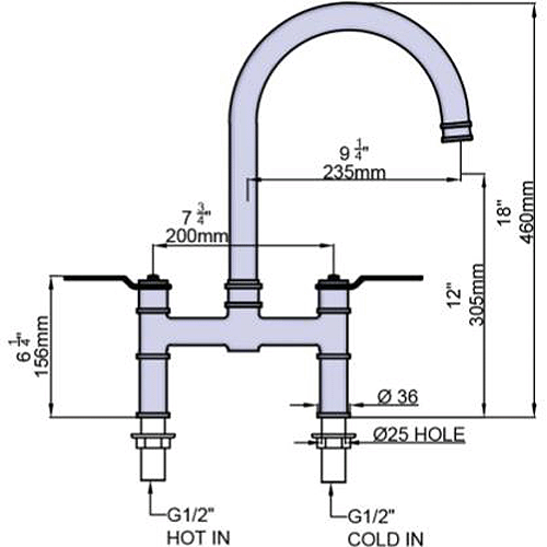 Additional image for Kitchen Tap With Lever Handles (Nickel).