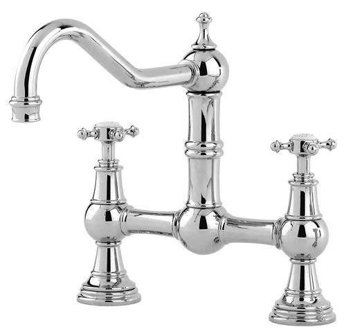 Additional image for Bridge Kitchen Tap With X-Head Handles (Chrome).