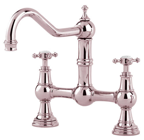 Additional image for Bridge Kitchen Tap With X-Head Handles (Nickel).